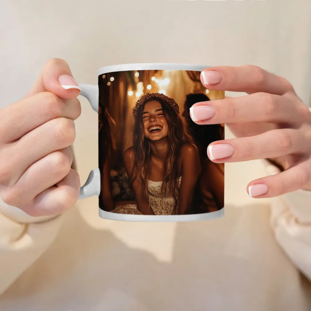 Laughing Women Friends Boho String Lights – Mugs