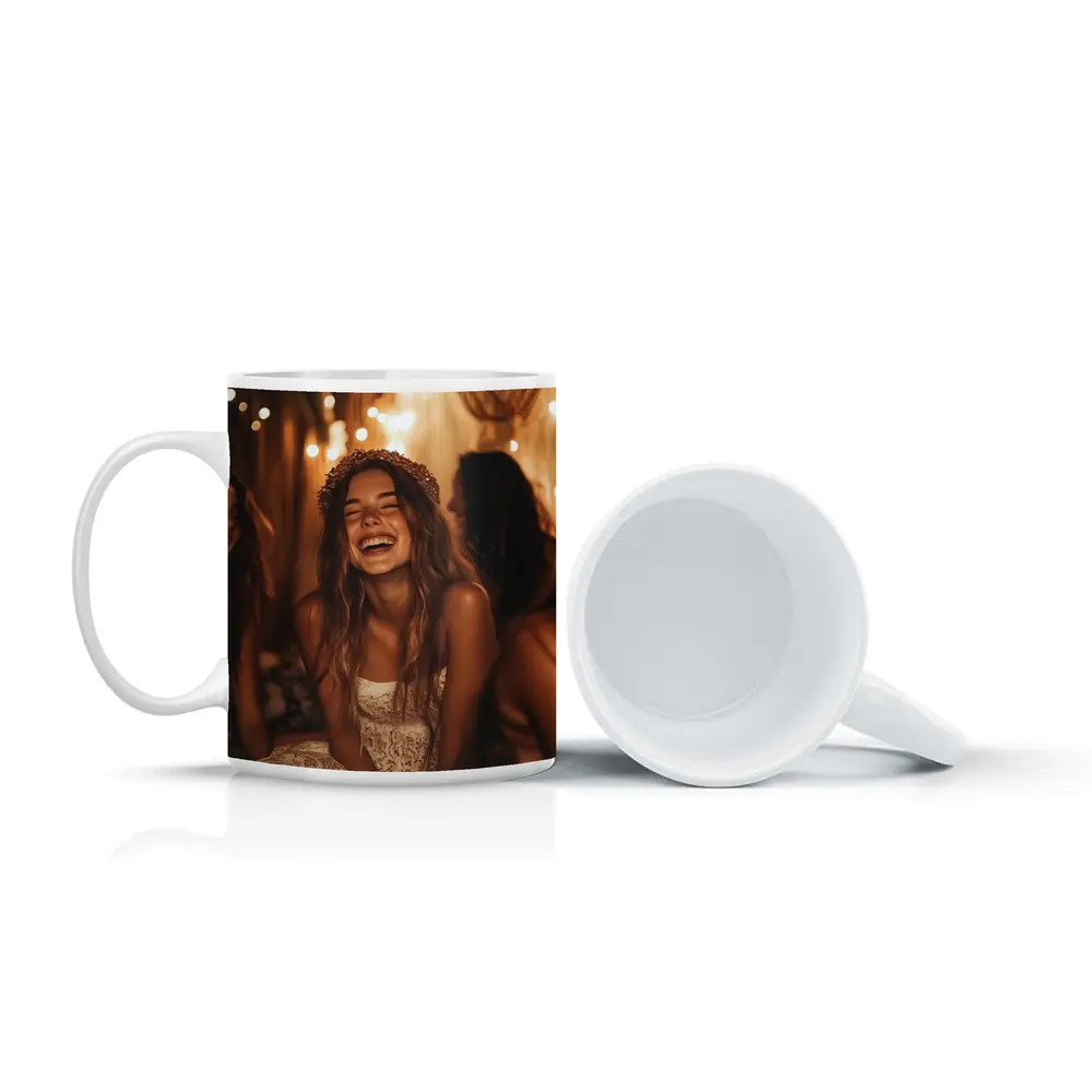 Laughing Women Friends Boho String Lights – Mugs