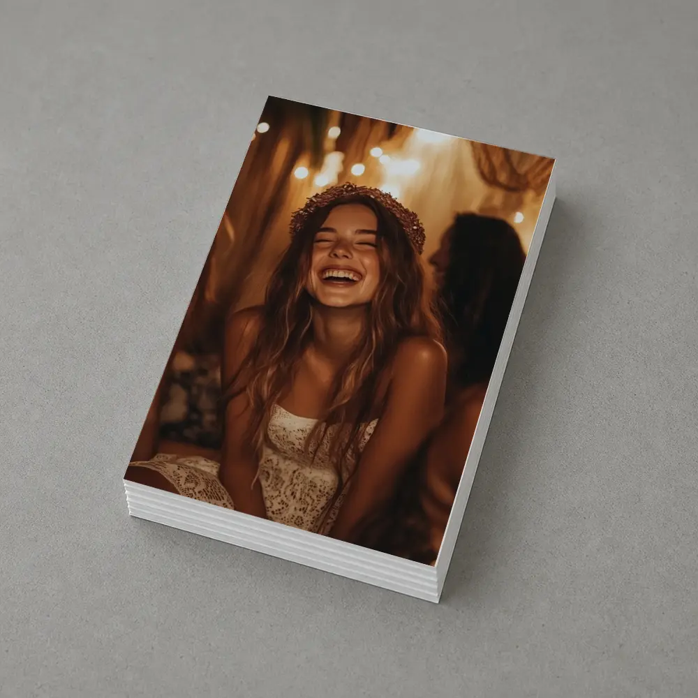Laughing Women Friends Boho String Lights – Postcards