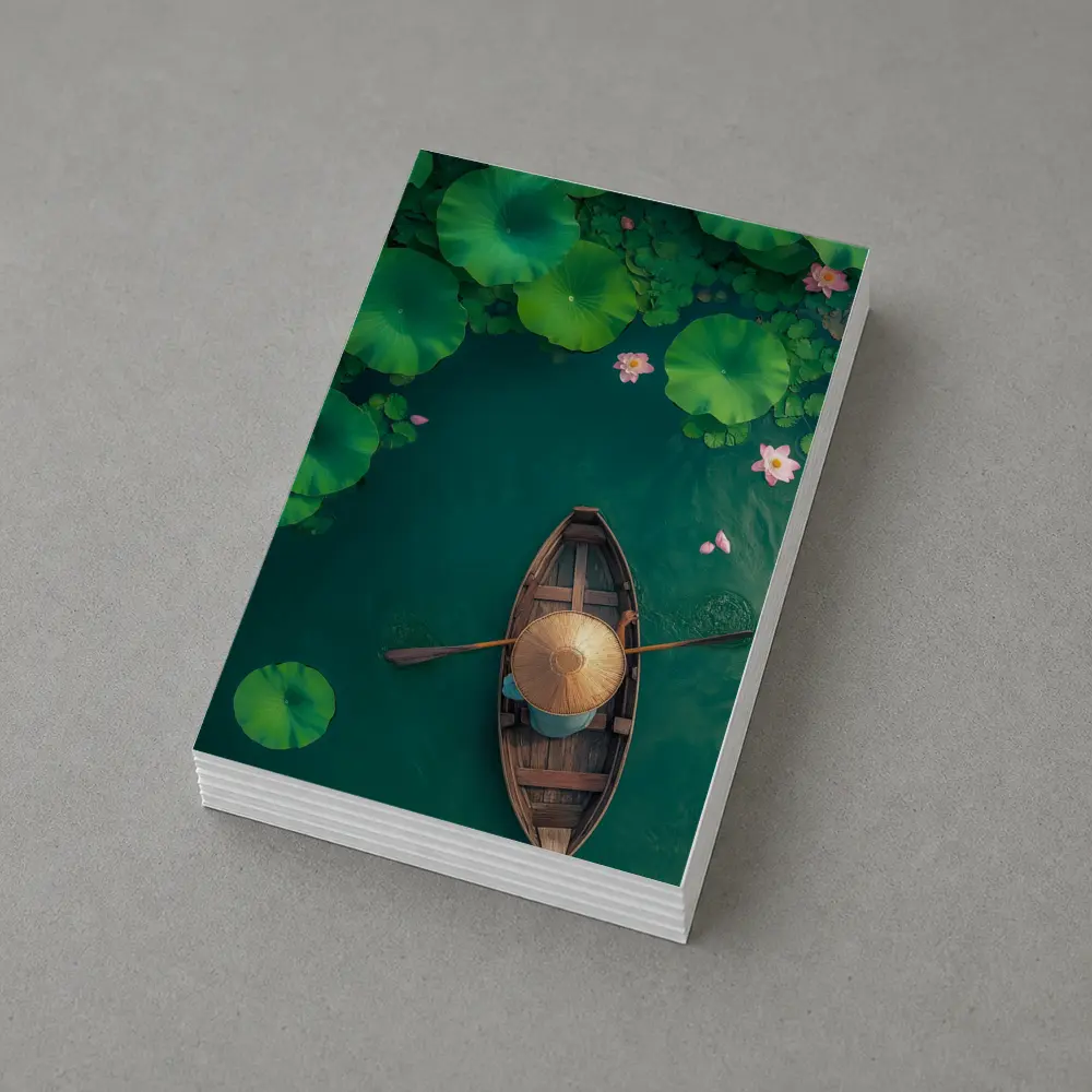 Wooden Boat Lotus Pond Green Water – Postcards