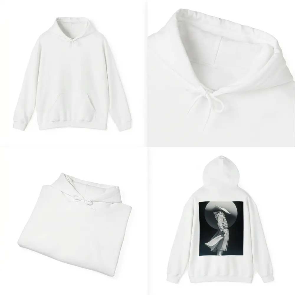 White Figure Trench Coat Dark Abstract Background – Hoodies