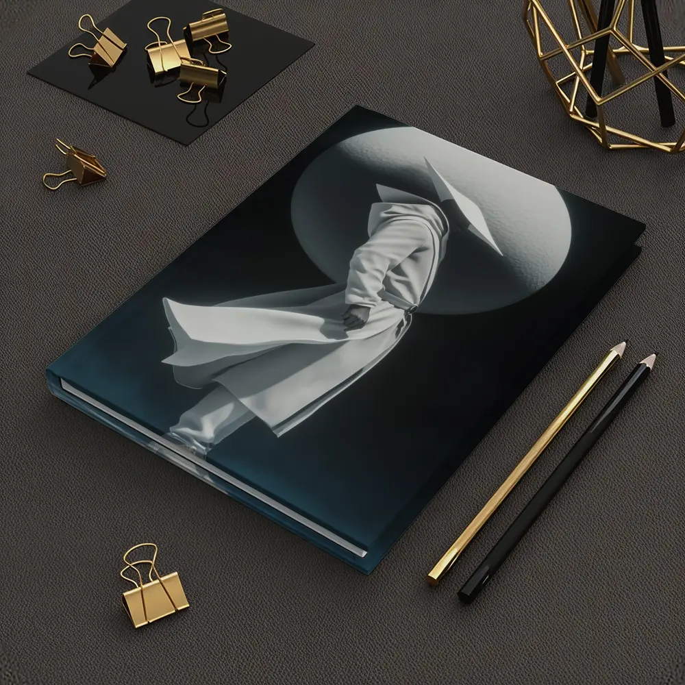 White Figure Trench Coat Dark Abstract Background – Notebooks