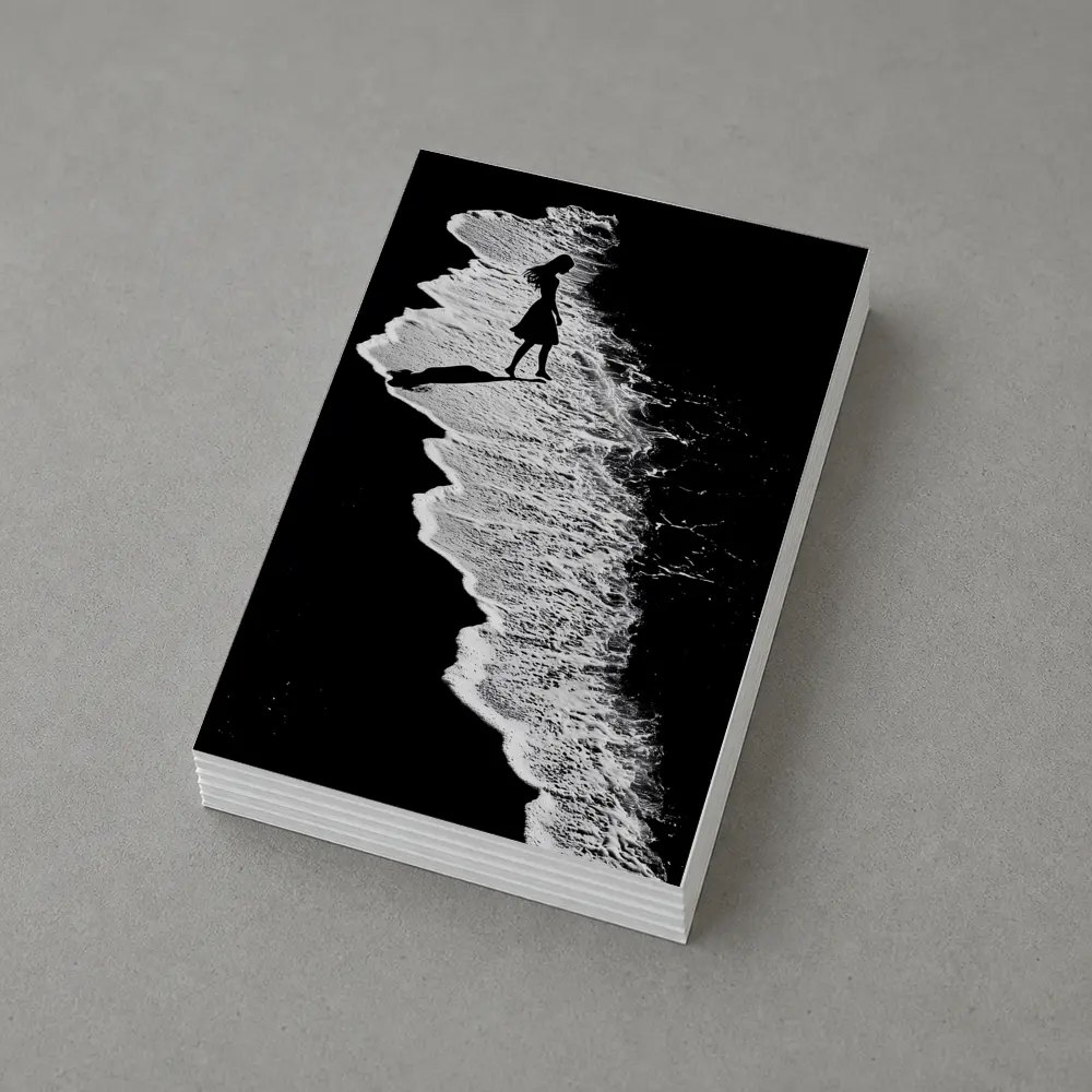 Girl Silhouette Walking Along Ocean Shore – Postcards