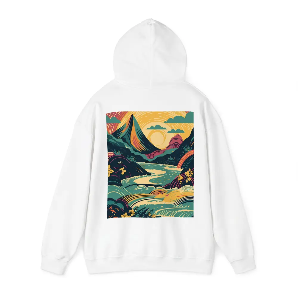 Tropical River Valley Bold Retro Art – Hoodies
