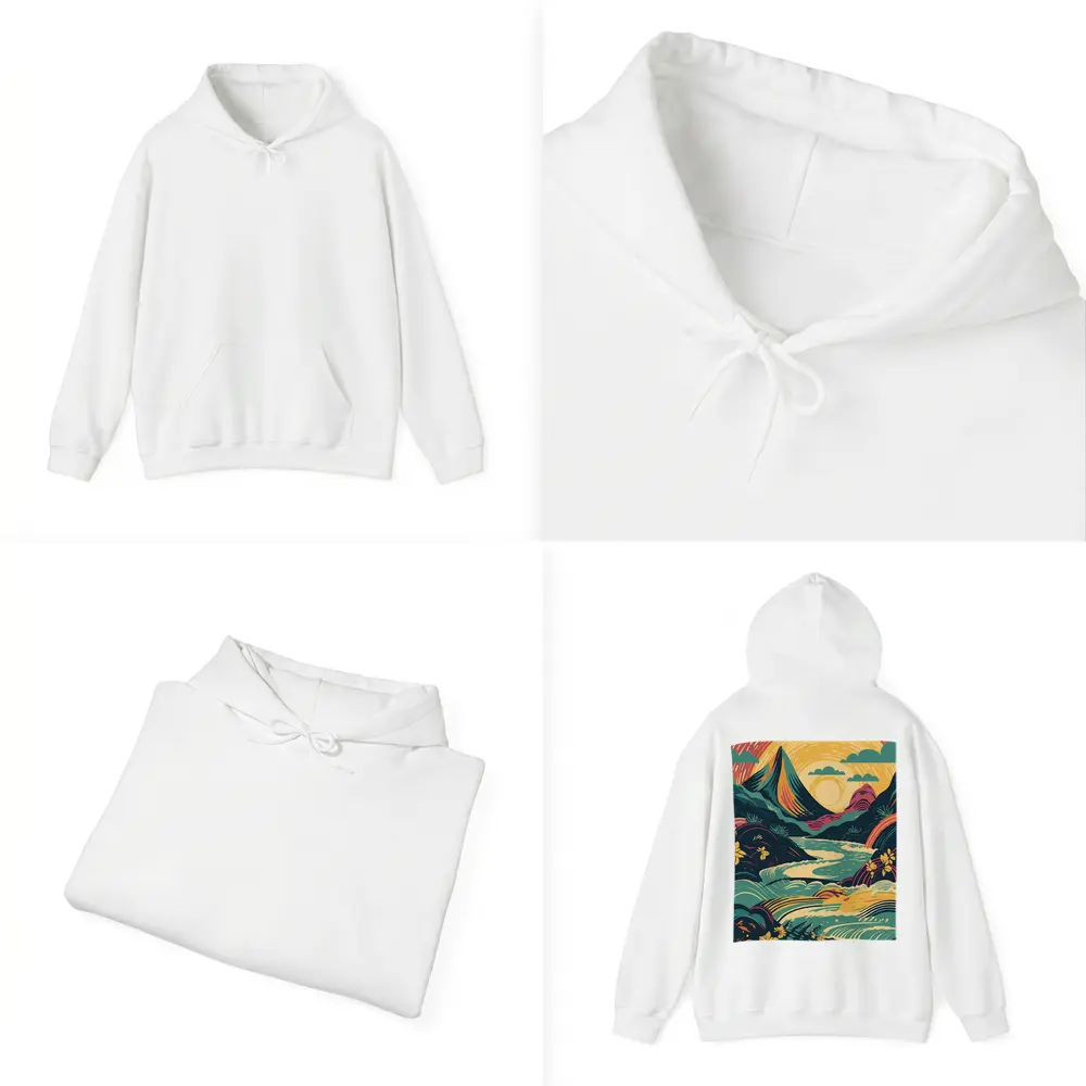 Tropical River Valley Bold Retro Art – Hoodies