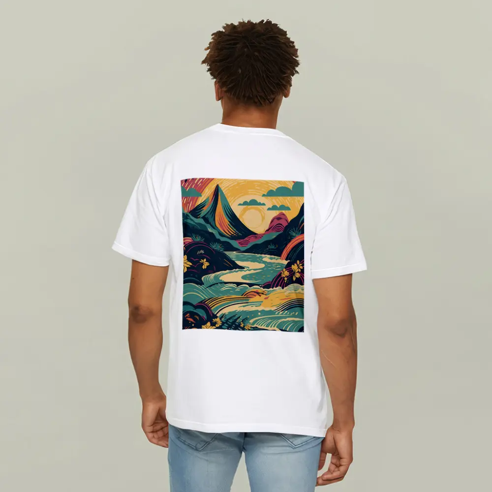 Tropical River Valley Bold Retro Art – T-Shirts