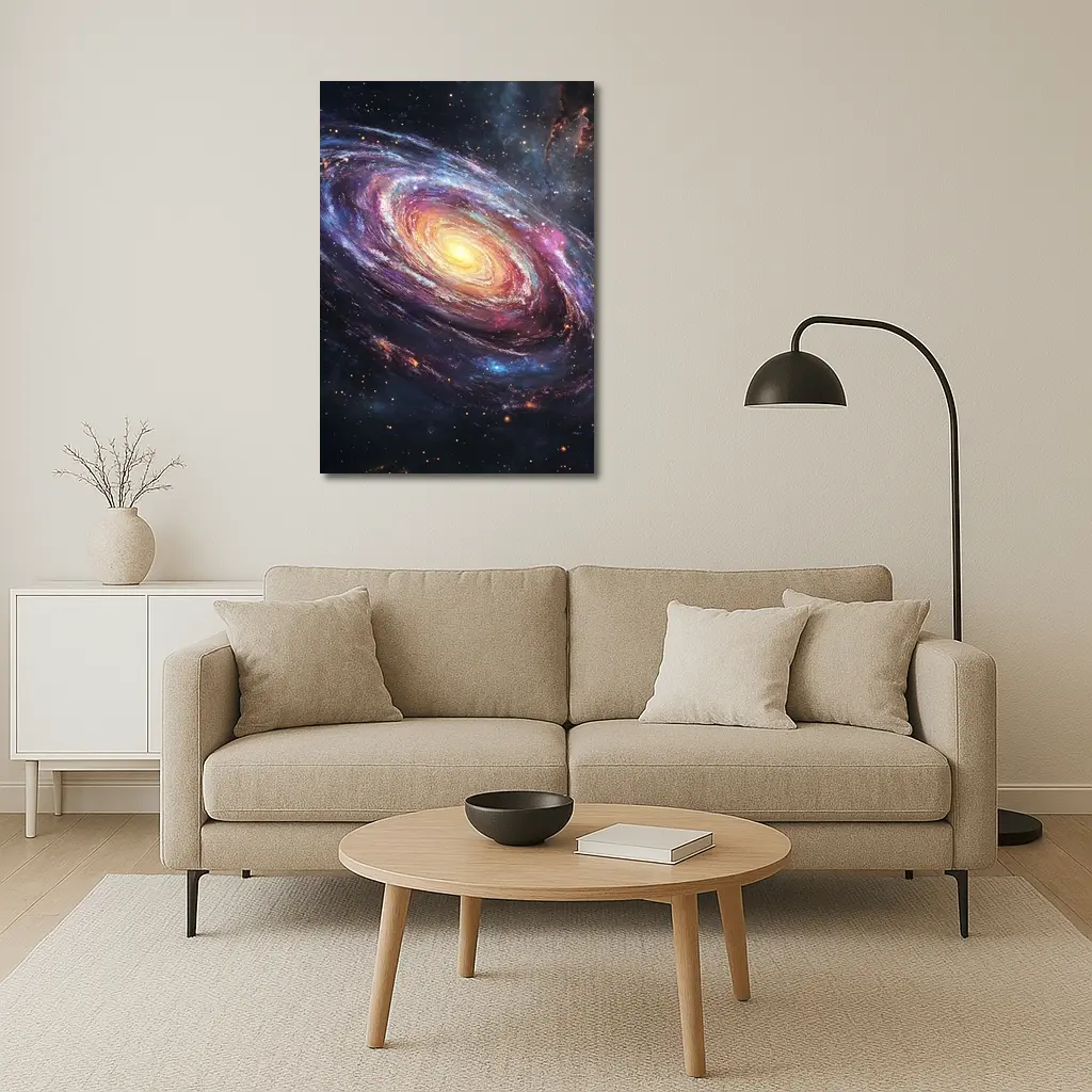 Spiral Galaxy Glowing Core Deep Space Art – Wall Art