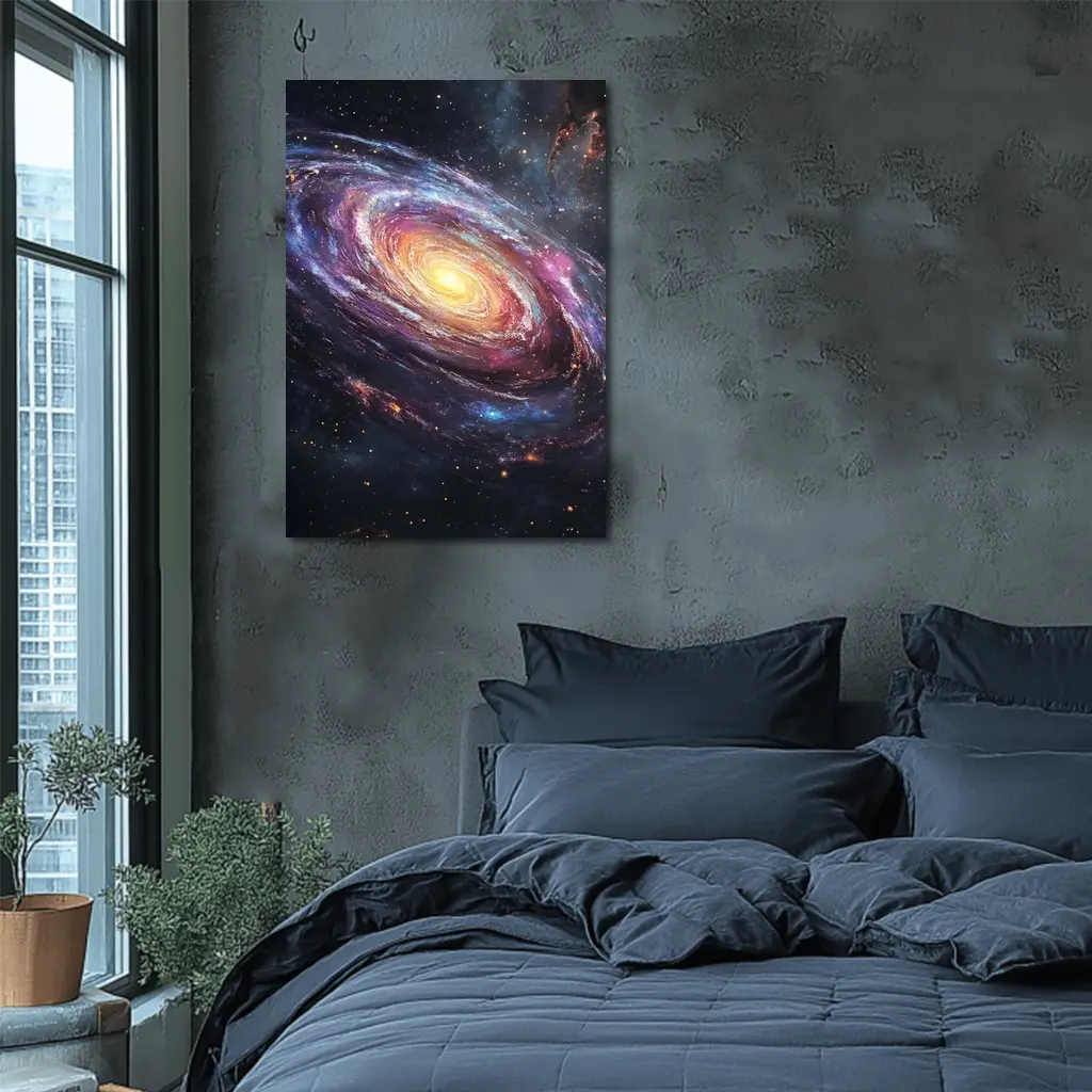 Spiral Galaxy Glowing Core Deep Space Art – Wall Art