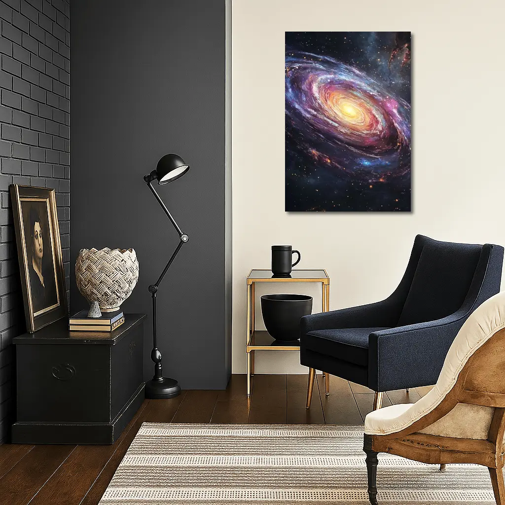 Spiral Galaxy Glowing Core Deep Space Art – Wall Art