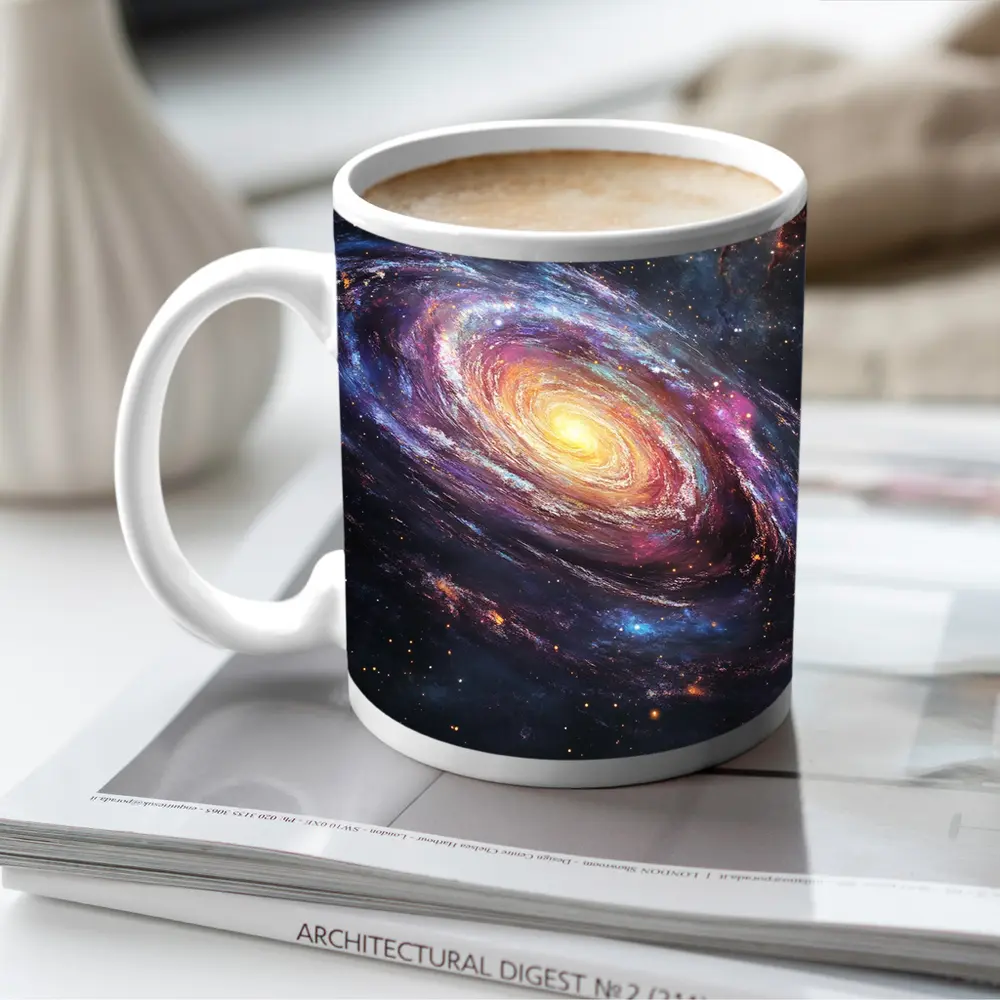 Spiral Galaxy Glowing Core Deep Space Art – Mugs