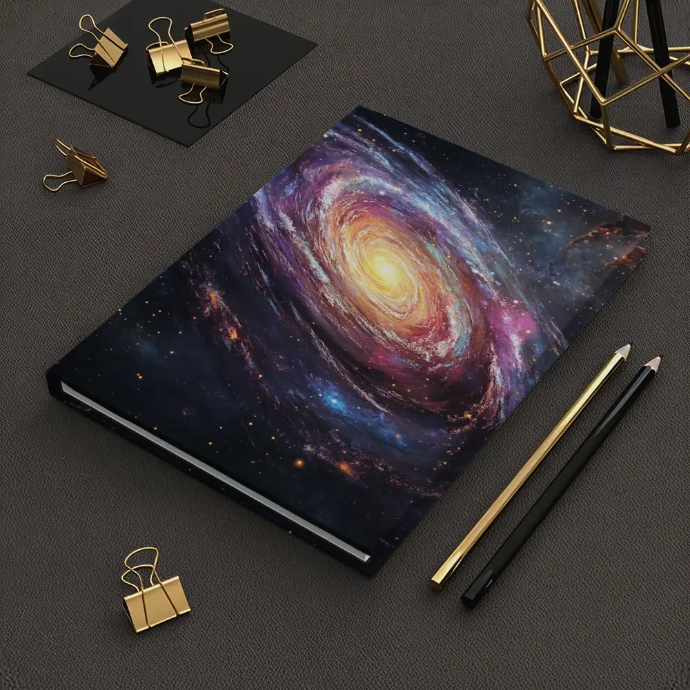 Spiral Galaxy Glowing Core Deep Space Art – Notebooks