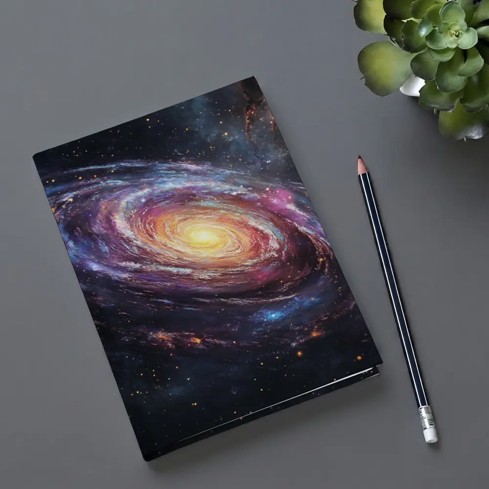 Spiral Galaxy Glowing Core Deep Space Art – Notebooks