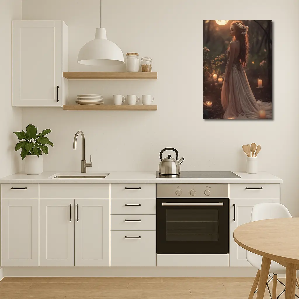 Moonlit Forest Girl Candlelight Fantasy Art – Wall Art