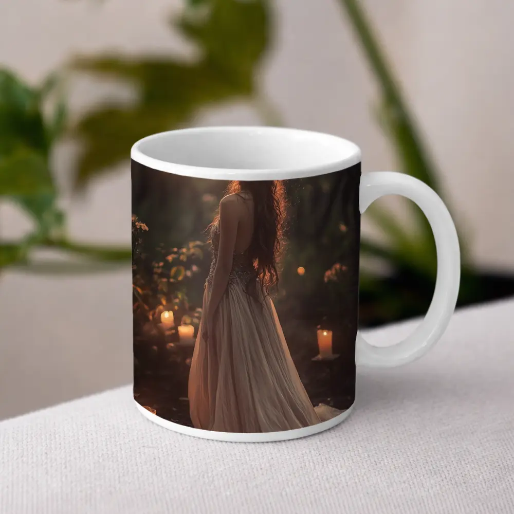 Moonlit Forest Girl Candlelight Fantasy Art – Mugs