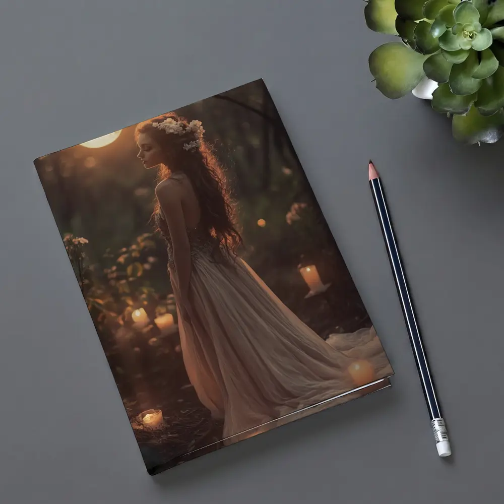 Moonlit Forest Girl Candlelight Fantasy Art – Notebooks