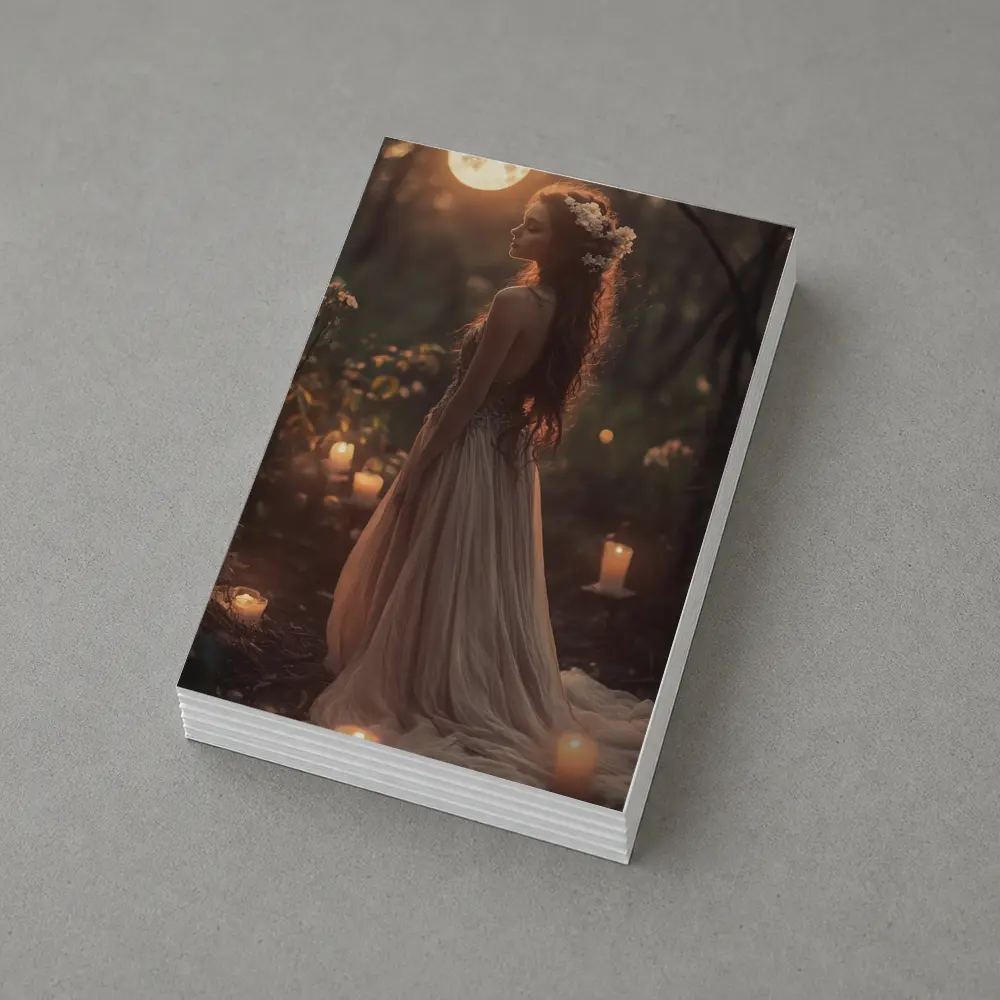 Moonlit Forest Girl Candlelight Fantasy Art – Postcards
