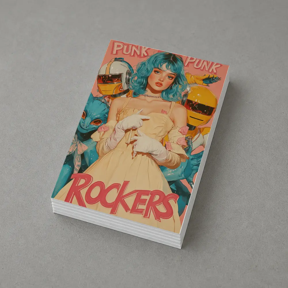 Punk Rockers Girl Blue Hair Retro Art – Postcards