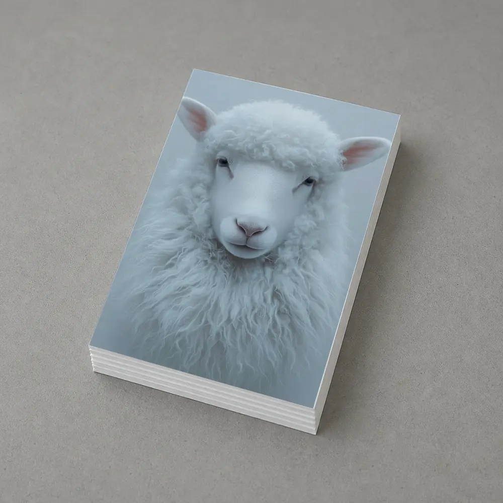 White Sheep Portrait on Light Gray Background – Postcards