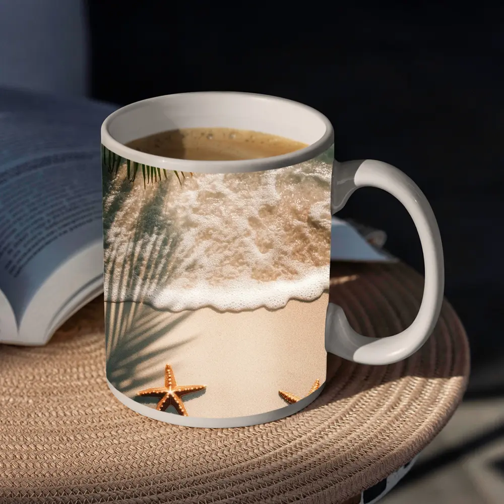 Starfish on Sandy Tropical Beach Shore – Mugs