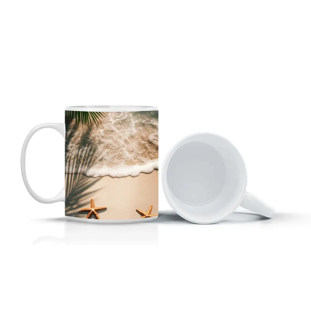 Starfish on Sandy Tropical Beach Shore – Mugs
