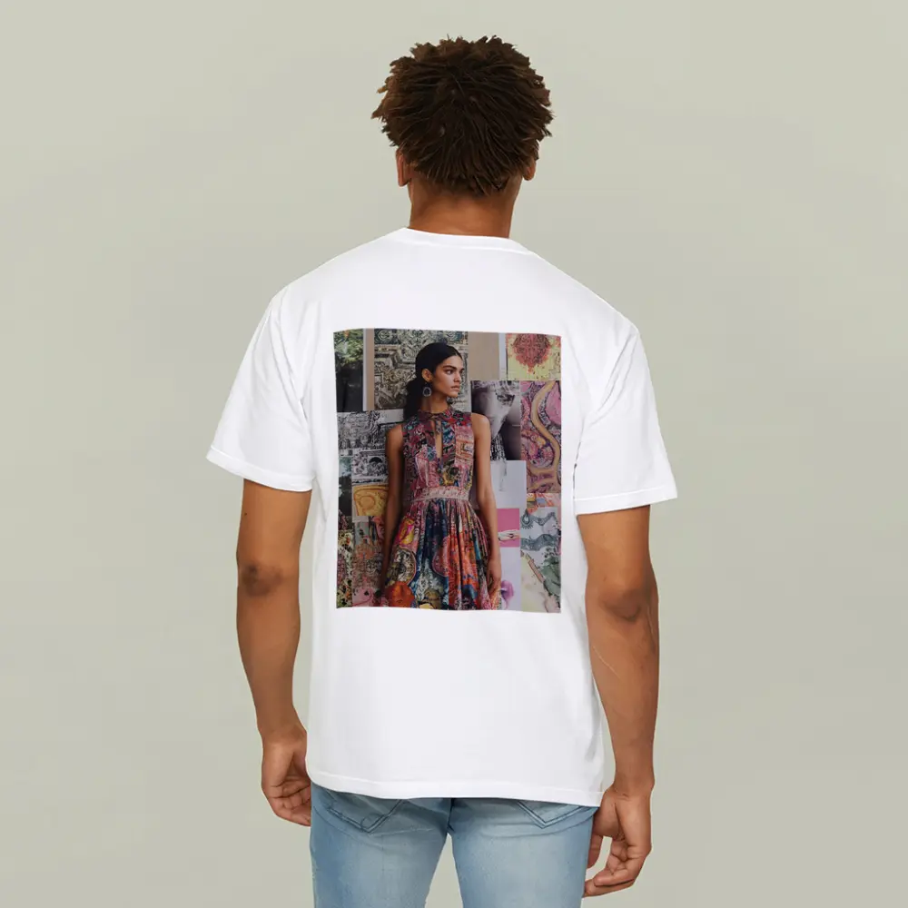 Boho Print Dress Woman Collage Background – T-Shirts
