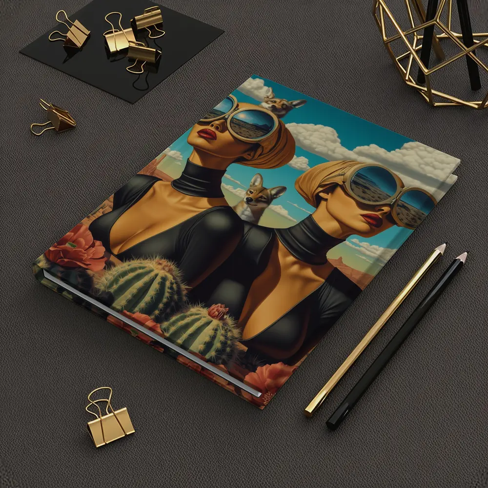 Twin Women Desert Foxes Surreal Pop Art – Notebooks
