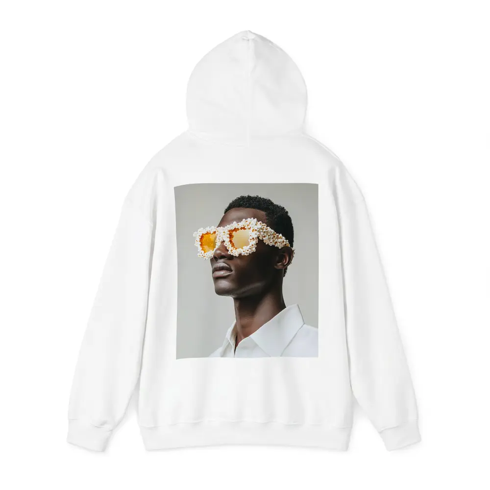 Popcorn Covered Sunglasses Man White Background – Hoodies