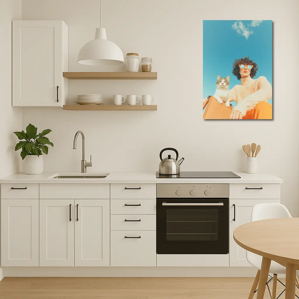 Woman With Cat Blue Sky Summer – Wall Art