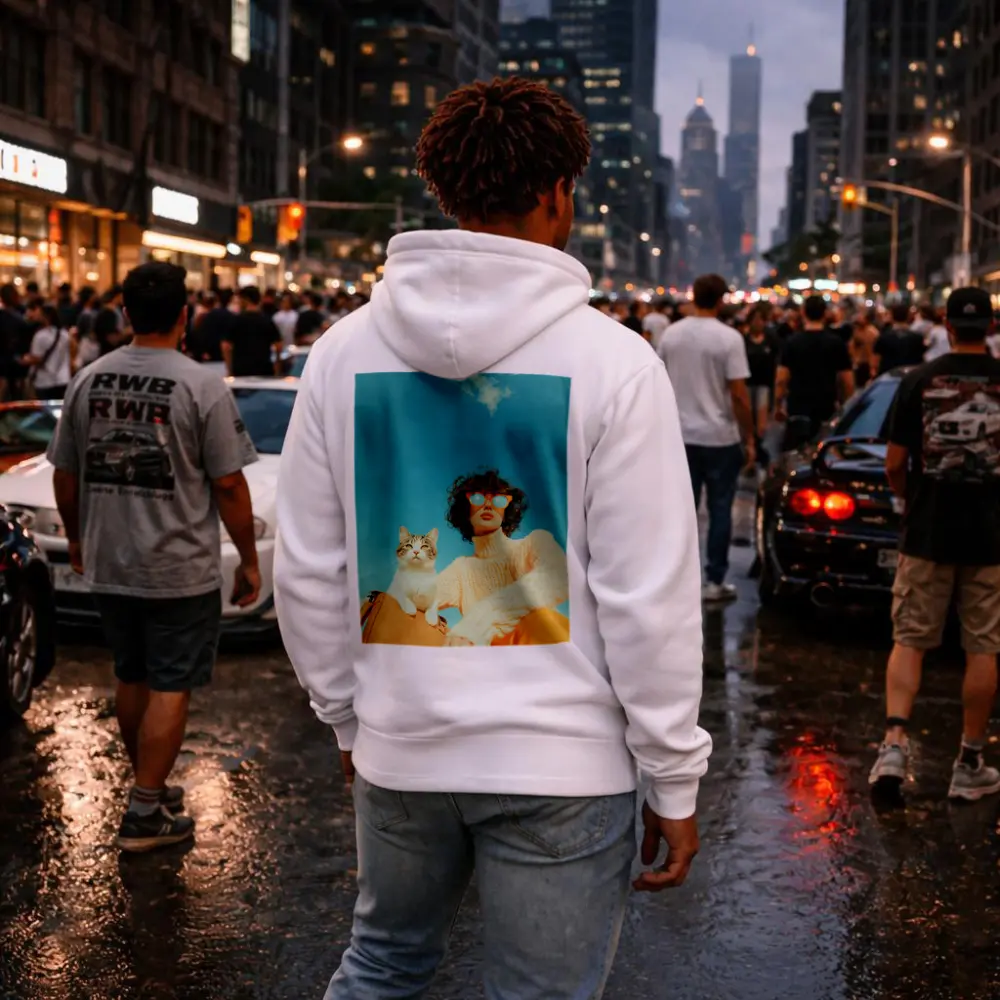 Woman With Cat Blue Sky Summer – Hoodies