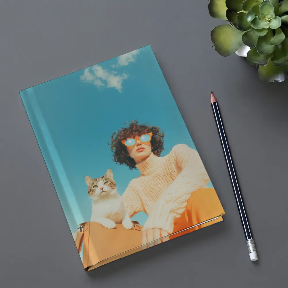 Woman With Cat Blue Sky Summer – Notebooks