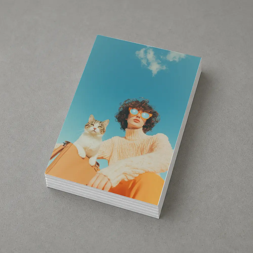 Woman With Cat Blue Sky Summer – Postcards