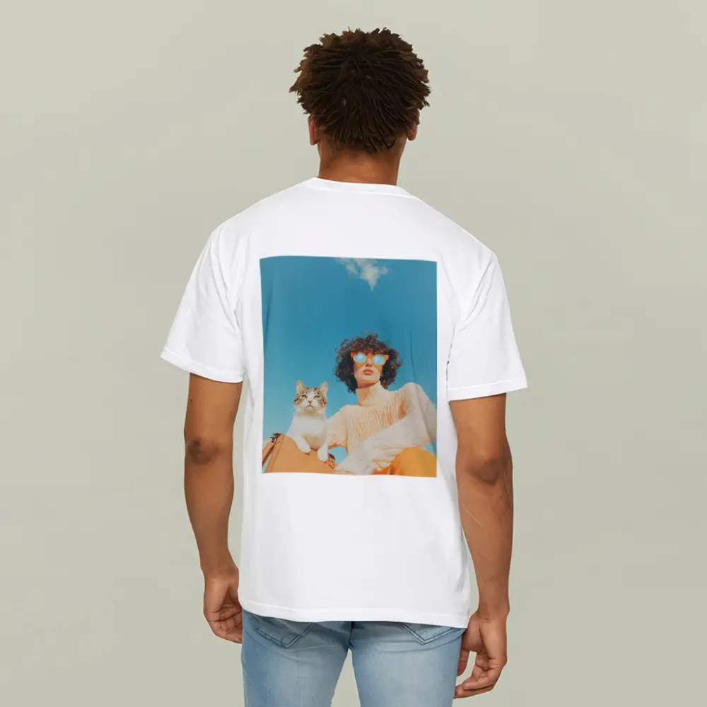 Woman With Cat Blue Sky Summer – T-Shirts