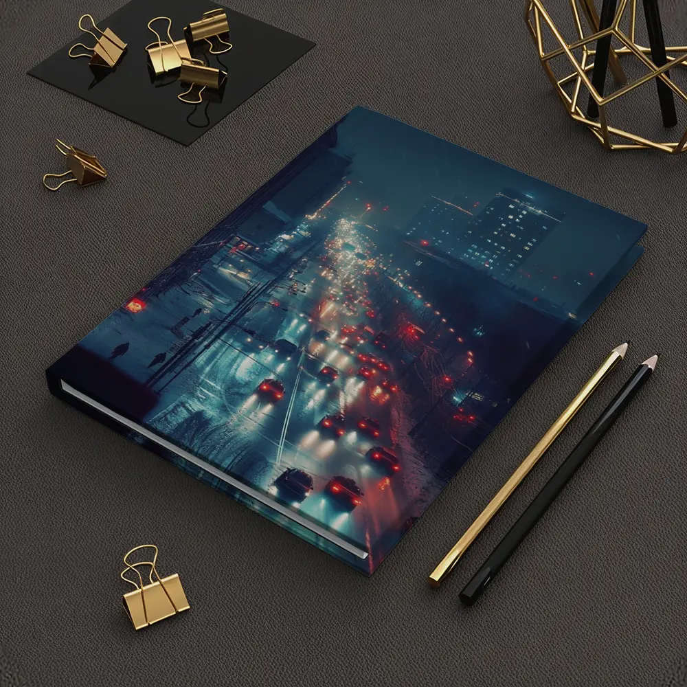 Snowy City Street Night Traffic Lights – Notebooks