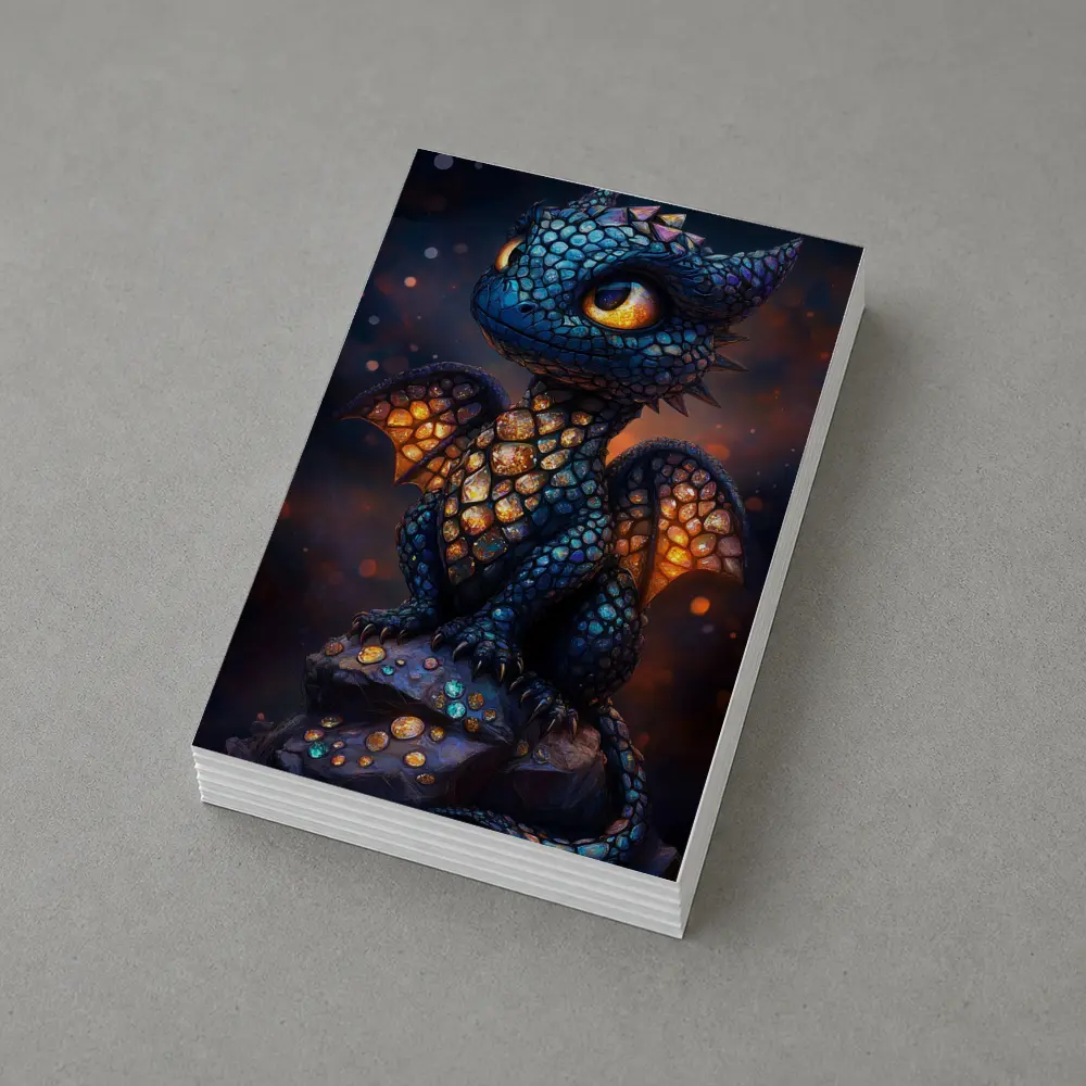 Baby Dragon Glowing Scales Dark Fantasy Art – Postcards