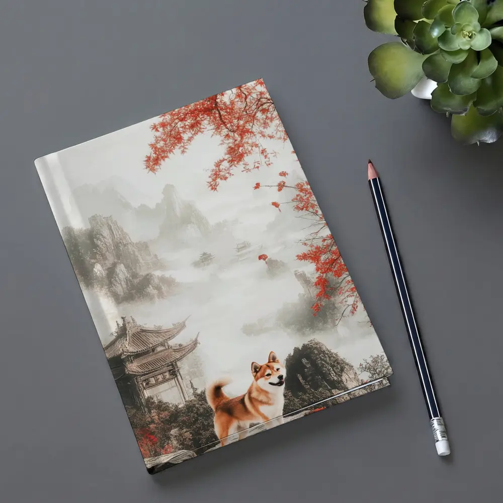 Shiba Inu Dog Chinese Ink Landscape Art – Notebooks