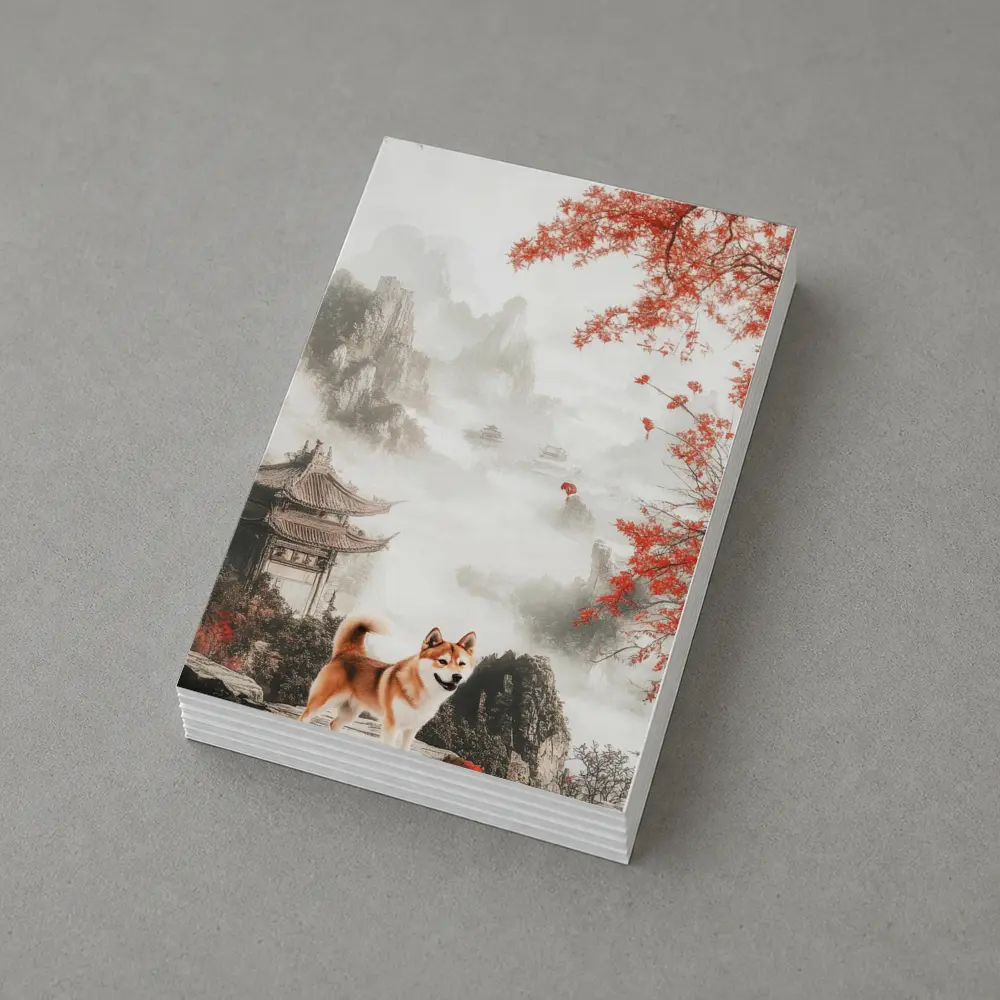 Shiba Inu Dog Chinese Ink Landscape Art – Postcards