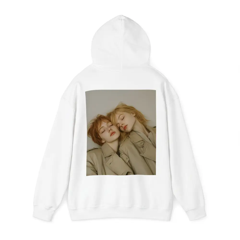 Two Women Resting Together Beige Coats – Hoodies