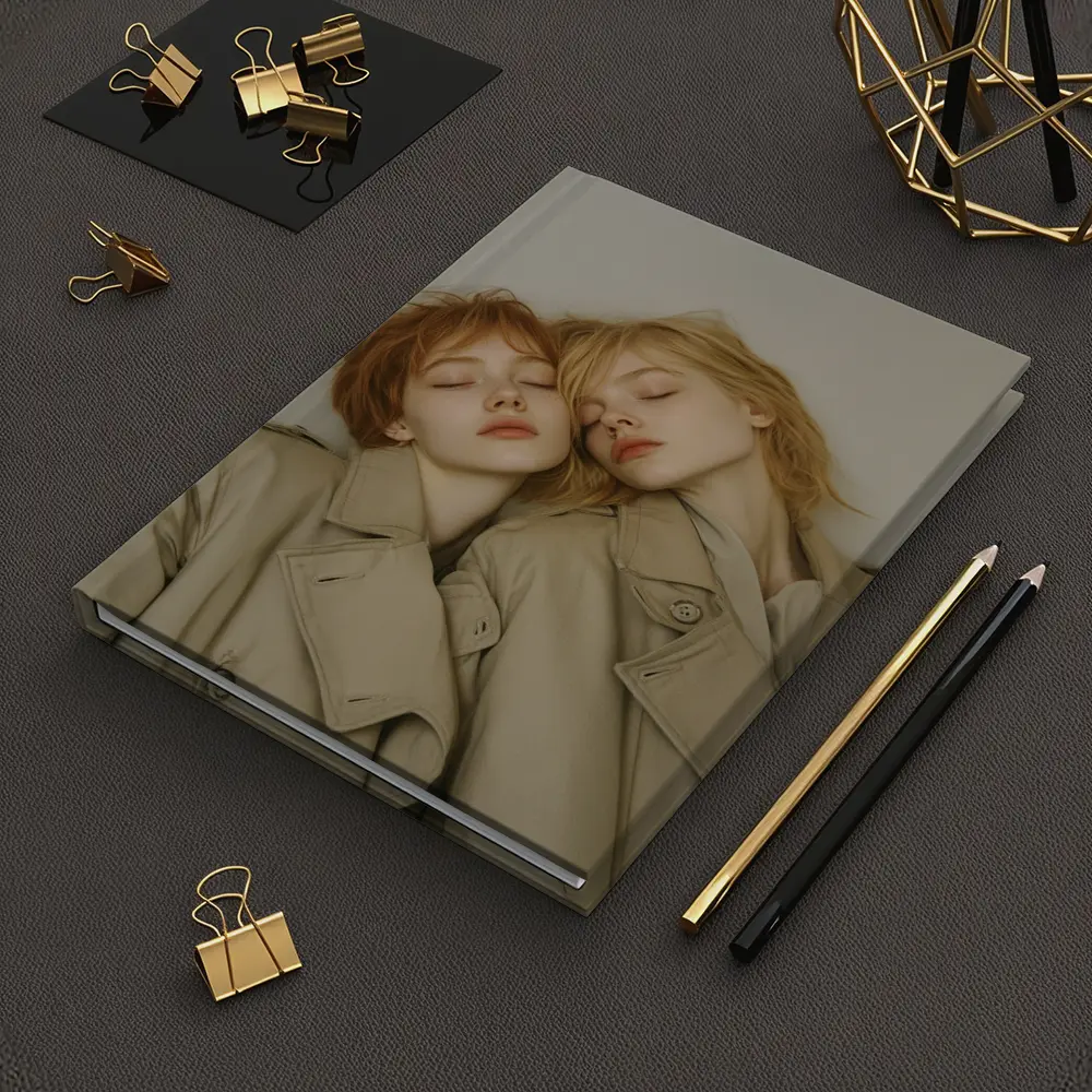 Two Women Resting Together Beige Coats – Notebooks