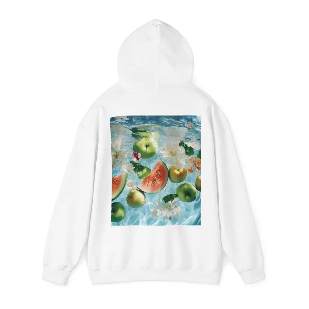 Apples Watermelon Flowers Floating Blue Water – Hoodies