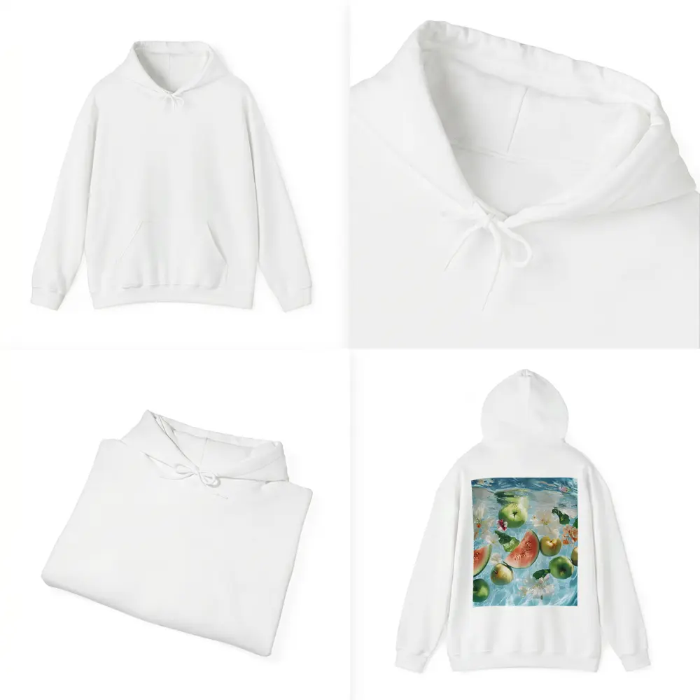 Apples Watermelon Flowers Floating Blue Water – Hoodies