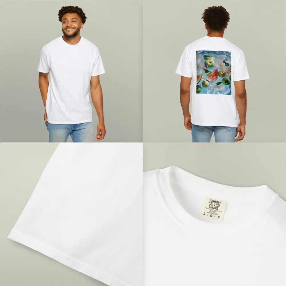 Apples Watermelon Flowers Floating Blue Water – T-Shirts