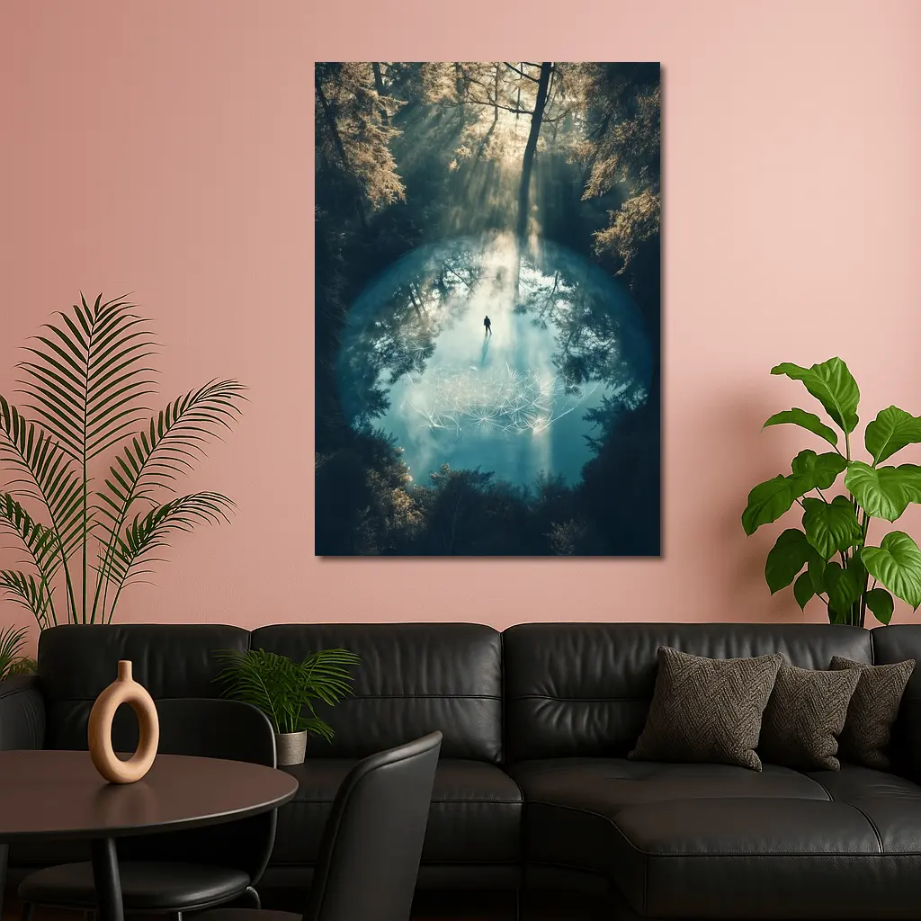 Lone Figure Forest Sacred Geometry Portal – Wall Art