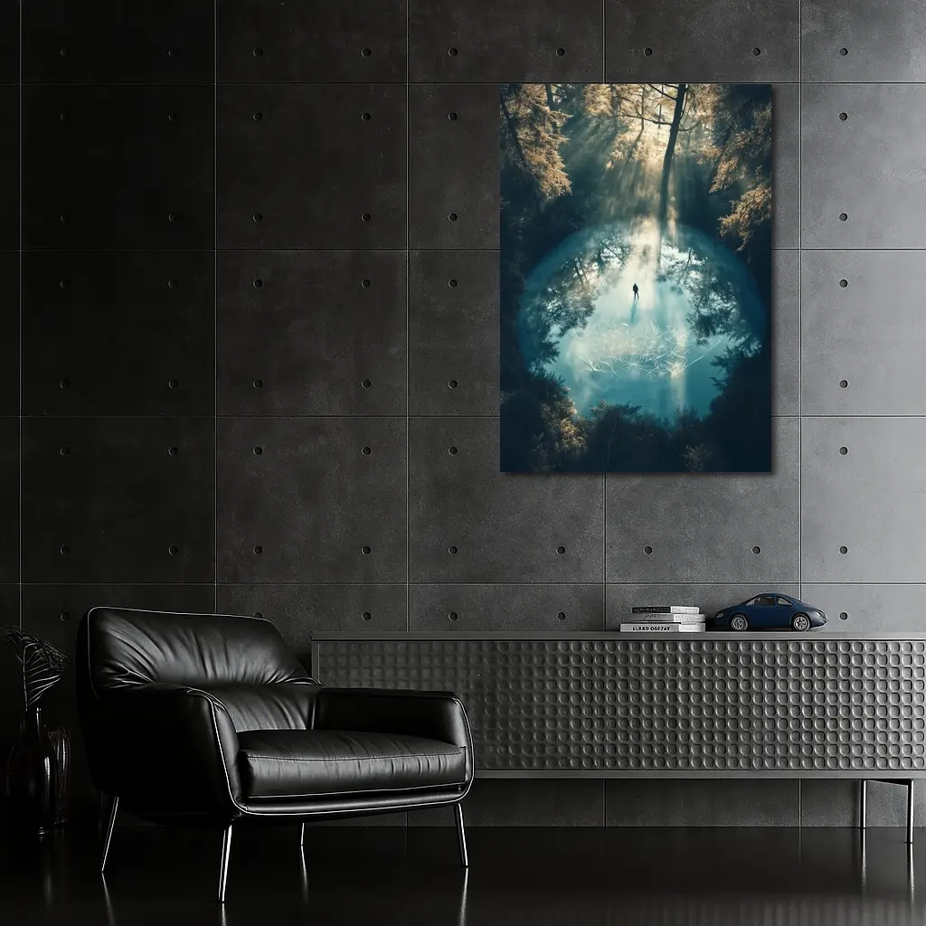 Lone Figure Forest Sacred Geometry Portal – Wall Art