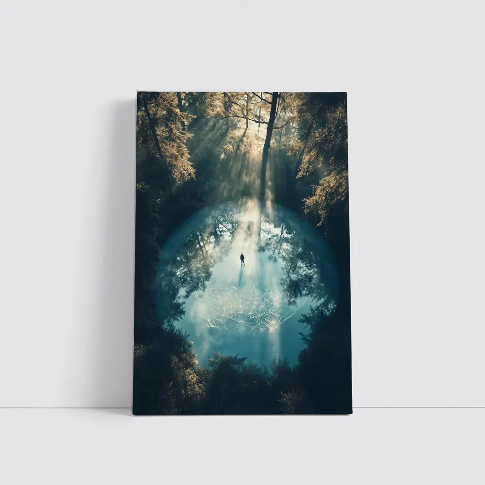 Lone Figure Forest Sacred Geometry Portal – Wall Art