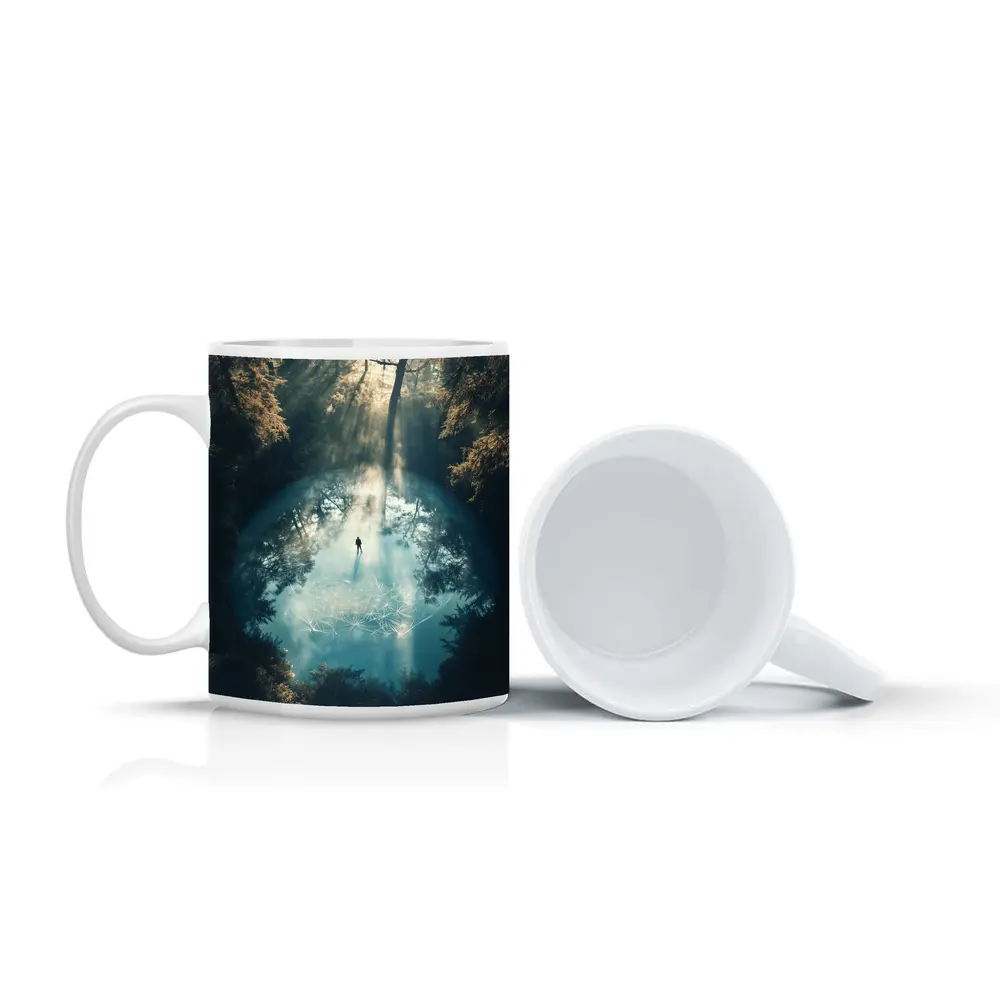 Lone Figure Forest Sacred Geometry Portal – Mugs