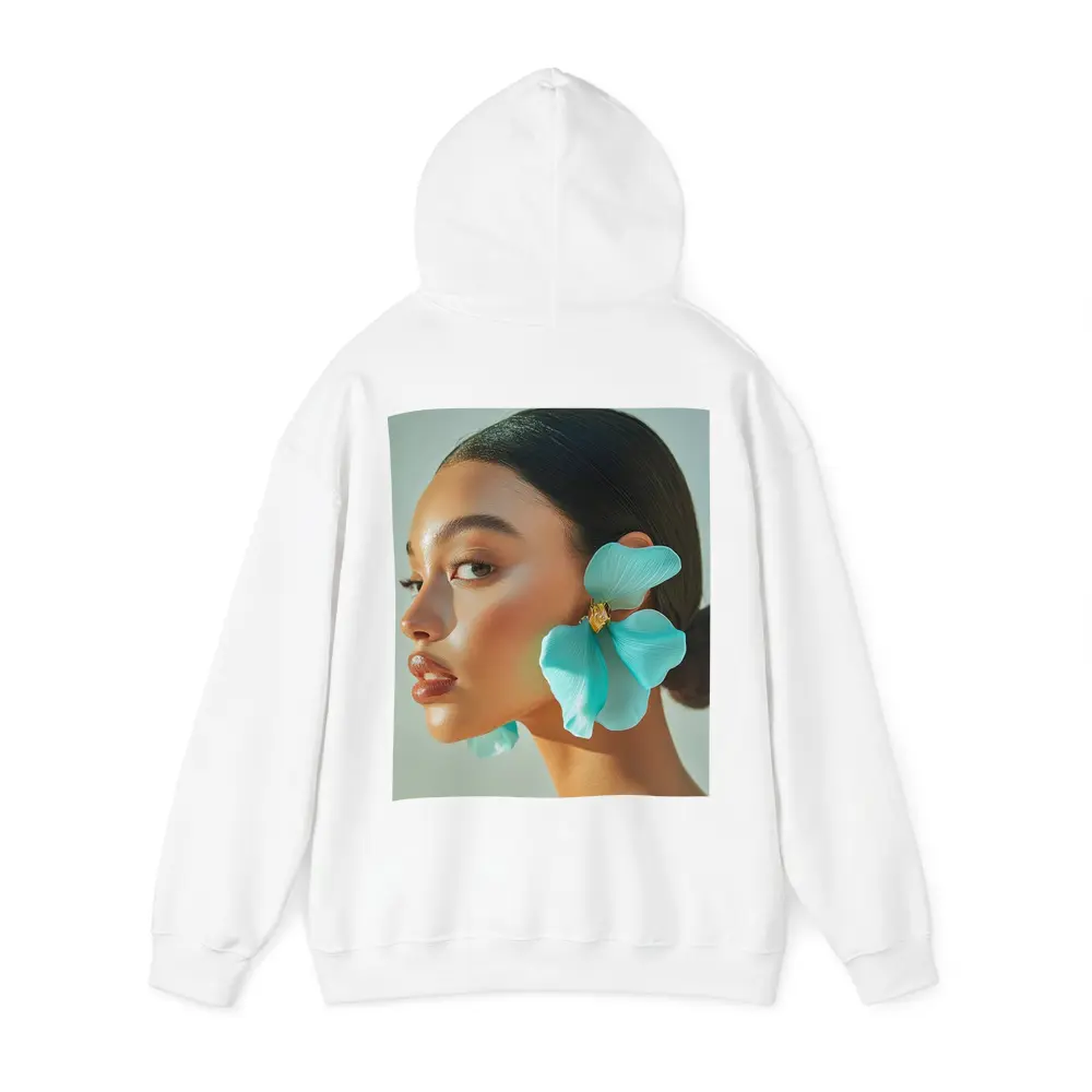 Teal Flower Earring Portrait Beauty Fashion – Hoodies