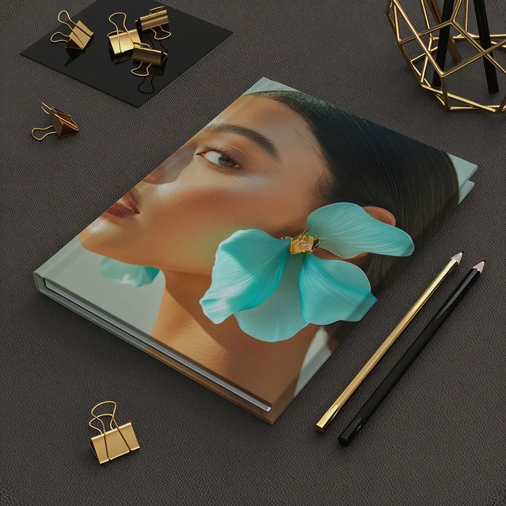 Teal Flower Earring Portrait Beauty Fashion – Notebooks