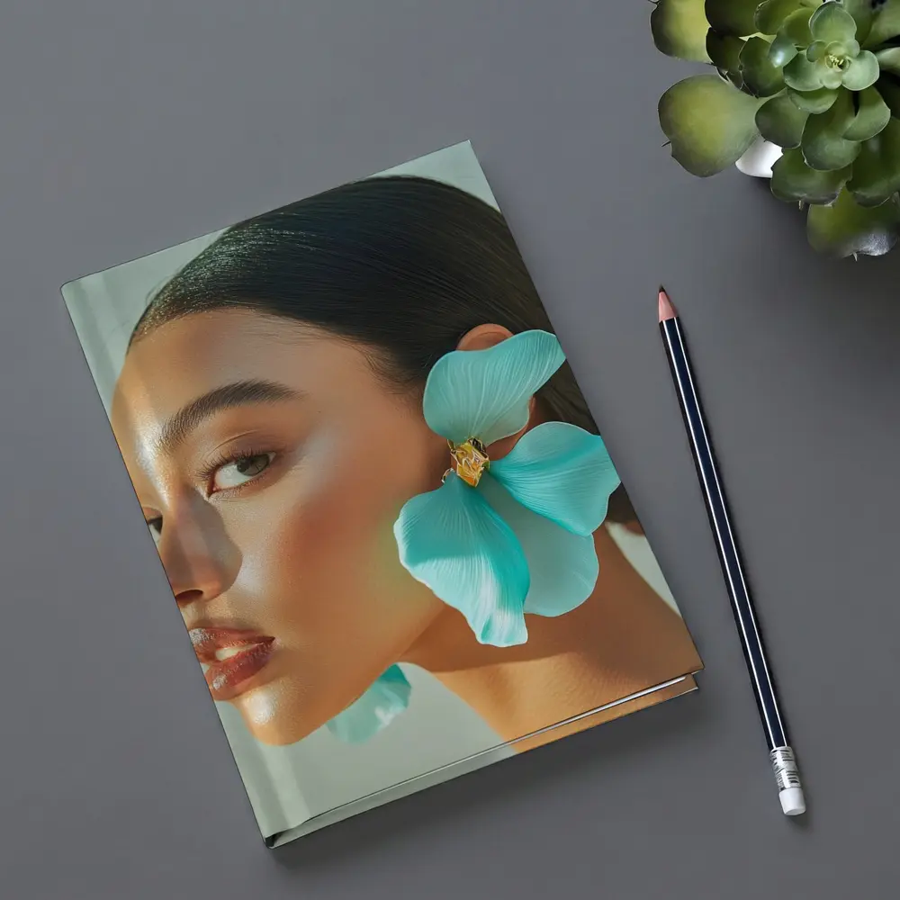 Teal Flower Earring Portrait Beauty Fashion – Notebooks