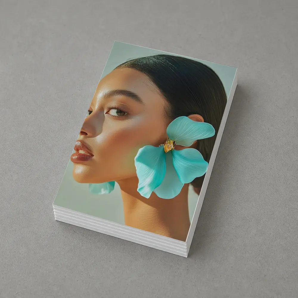 Teal Flower Earring Portrait Beauty Fashion – Postcards