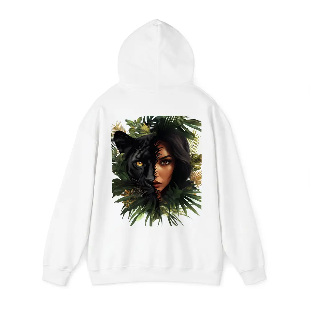 Black Panther Woman Face Tropical Leaves – Hoodies